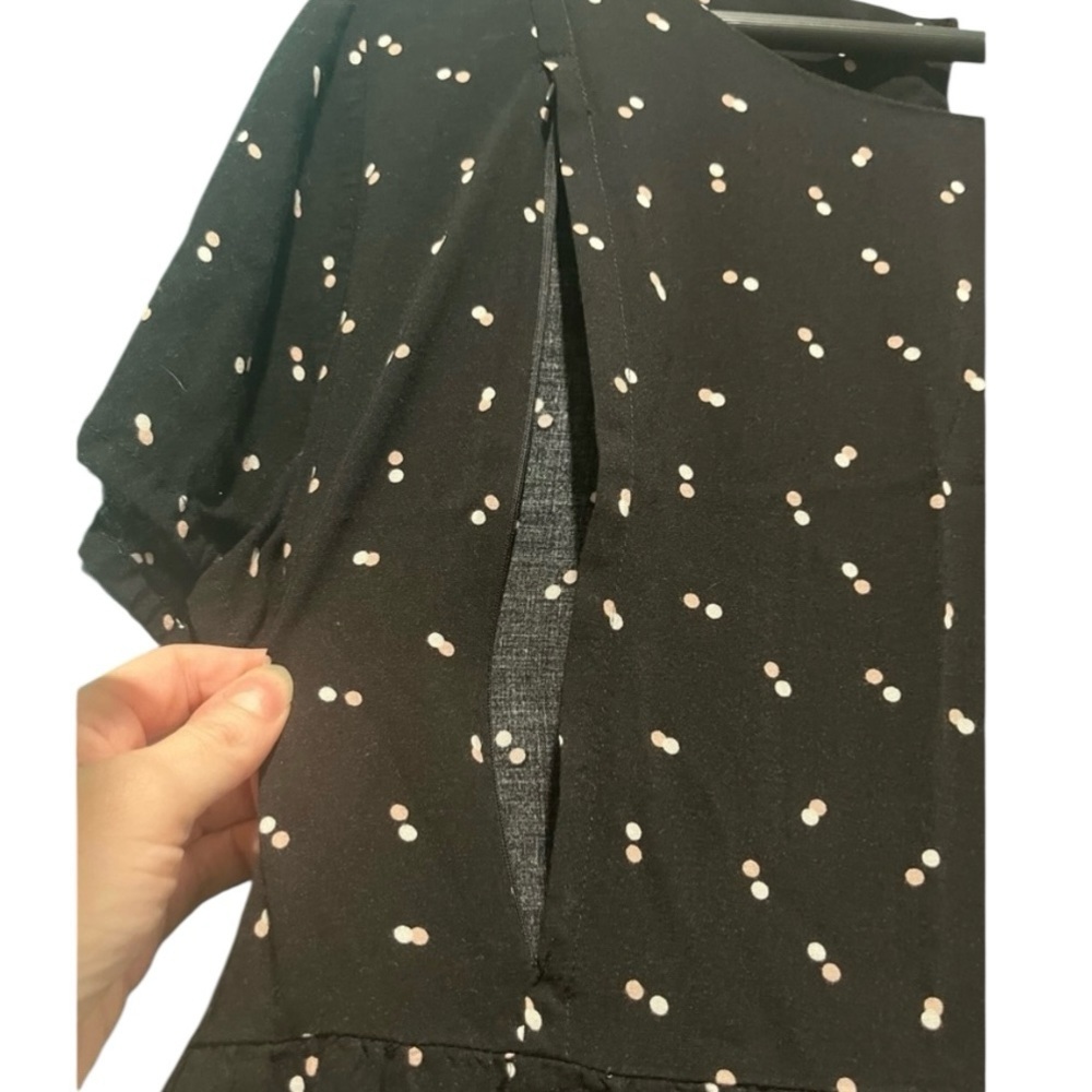 Seraphine Black Mini Babydoll Maternity Nursing Dress with Dot Pattern Size 12 - Picture 6 of 12